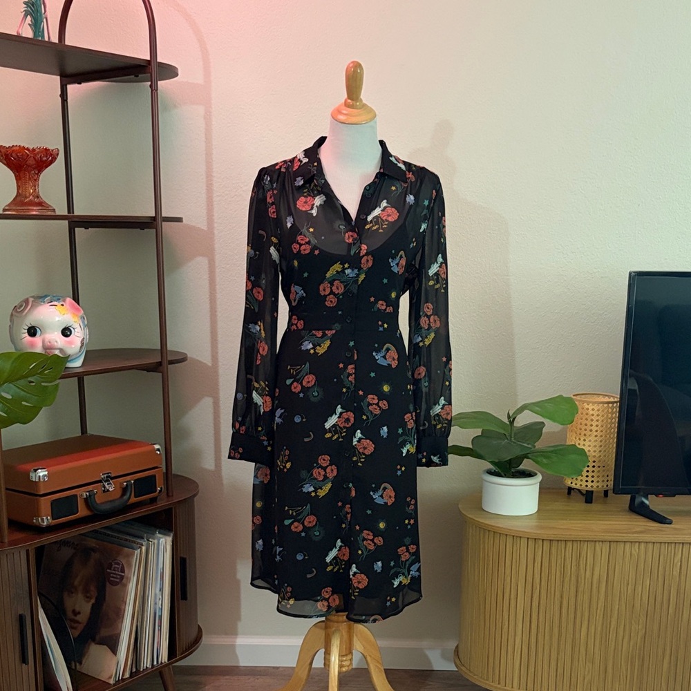Floral Black Sheer Dress